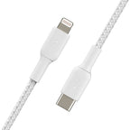 Belkin BoostCharge Braided USB-C to Lightning Cable (1 meter / 3.3 foot, White) - CAA004BT1MWH
