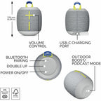 Ultimate Ears WONDERBOOM 4 Portable Waterproof Bluetooth Speaker With Big Bass and 360-Degree Sound, Dustproof Floating Speaker With 131ft (40m) Range, Gray - 984-001879