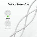 Belkin Braided USB-A Cable With Lightning Connector, 3.3ft/1m, White - CAA020fq1MWH