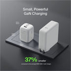 Belkin 100W GaN 3-Port USB Wall Charger - 1xUSB-A, 2xUSB-C - Foldable Prongs - Power Adapter - White - WCH016dqWH