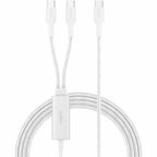 Belkin BoostCharge Pro Braided USB-C to Dual USB-C Cable 140W, White, 5ft/1.5m - CAC004fq1.5MWH