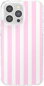 PopSockets iPhone 14 Pro Max Phone Case w/MagSafe- Club Stripe Pink
