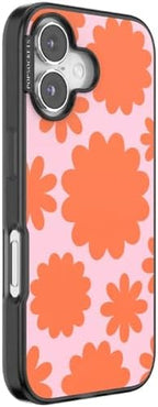 PopSockets iPhone 16 Phone Case with MagSafe- Floating Florals | Magnetic, Wireless Charging, Camera & Drop Protection, Hot Pink, Flower, Floral