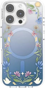 PopSockets iPhone 16 Pro Phone Case with MagSafe, Wireless Charging Compatible, Disney - Boho Wildflowers Blue