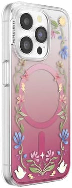 PopSockets iPhone 15 Pro Phone Case with MagSafe, Wireless Charging Compatible, Disney - Boho Wildflowers Maroon