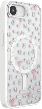 PopSockets iPhone 16E Phone Case with MagSafe, Wireless Charging Compatible, Bow - Bows & Blooms