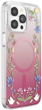 PopSockets iPhone 15 Pro Max Phone Case with MagSafe, Wireless Charging Compatible, Disney - Boho Wildflowers Maroon