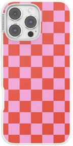 PopSockets iPhone 16 Pro Max Phone Case w/MagSafe Grip- to-Go Wrap | Magnetic, Wireless Charging, Camera & Drop Protection, Checkered, Red, Textured