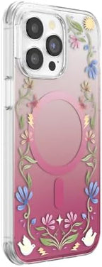 PopSockets iPhone 14 Pro Max Phone Case with MagSafe, Wireless Charging Compatible, Disney - Boho Wildflowers Maroon