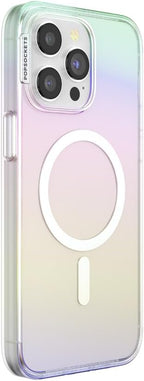 PopSockets iPhone 15 Pro Max Phone Case w/MagSafe- Shimmer | Magnetic, Wireless Charging, Camera & Drop Protection, Rainbow, Colorful, iPad, Removable, Popper