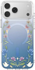 PopSockets iPhone 17 Pro Max Phone Case with MagSafe, Wireless Charging Compatible, Disney - Boho Wildflowers Blue