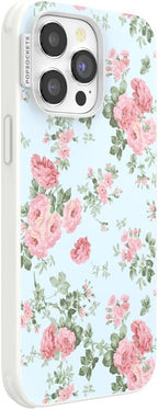 PopSockets iPhone 14 Pro Max Phone Case w/MagSafe- Cottage Tutu Blue | Magnetic, Wireless Charging, Camera & Drop Protection, Light Blue, Baby, Flower, Floral