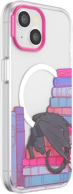 PopSockets iPhone 15 Phone Case with MagSafe- Curled Up & Cozy | Magnetic, Wireless Charging, Camera & Drop Protection, Dragon