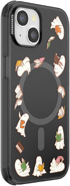 PopSockets iPhone 14 Phone Case with MagSafe- Spooky Book Club | Magnetic, Wireless Charging, Camera & Drop Protection, Witchy, Halloween, Horror