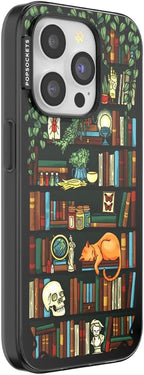 PopSockets iPhone 15 Pro Phone Case with MagSafe, Wireless Charging Compatible, Bookish - Storied Shelves