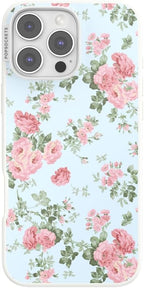 PopSockets iPhone 16 Pro Max Phone Case w/MagSafe Grip- Cottage Tutu Blue | Magnetic, Wireless Charging, Camera & Drop Protection, Light Blue, Baby, Flower, Floral