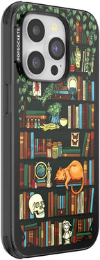 PopSockets iPhone 14 Pro Phone Case with MagSafe, Wireless Charging Compatible, Bookish - Storied Shelves