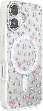 PopSockets iPhone 16 Phone Case with MagSafe, Wireless Charging Compatible, Bow - Bows & Blooms
