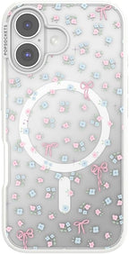 PopSockets iPhone 16 Phone Case with MagSafe, Wireless Charging Compatible, Bow - Bows & Blooms