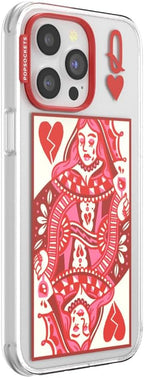 PopSockets iPhone 14 Pro Max Phone Case w/MagSafe- Heart Queen | Magnetic, Wireless Charging, Camera & Drop Protection, Heart, Valentines, Red, Textured
