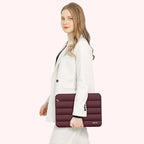 MOSISO 13.3 inch Laptop Case, 13-13.3 inch Puffy Laptop Sleeve Compatible with MacBook Air 13 13.6 M4 M3 M2 M1/Pro 13/Pro 14, HP Dell ASUS Lenovo,Polyester Horizontal Bag with Small Case, Wine Red