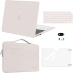 MOSISO Compatible with MacBook Air 13 inch Case 2025 2024 2023 2022 M4 A3240 M3 A3113 M2 A2681, Hard Shell&Sleeve Bag&Keyboard Skin&Webcam Cover&Screen Film for MacBook Air 13.6 inch, Stone Gray