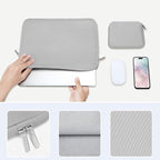 MOSISO Laptop Case 13.3 inch, 13-13.3 inch Laptop Sleeve Bag Compatible with MacBook Air/Pro 13 / Pro 14, HP Dell ASUS Lenovo Notebook, Neoprene Computer Sleeve Bag with Small Case, Light Gray