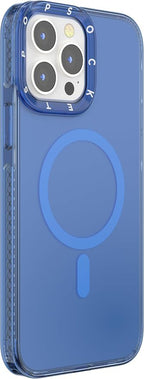 PopSockets iPhone 13 Pro Max Phone Case with MagSafe, Wireless Charging Compatible, Light Blue - Vermeer Blue