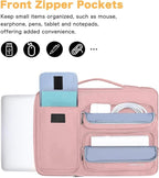 MOSISO 360 Protective Laptop Case 13.3 inch, 13-13.3 inch Laptop Sleeve Compatible with MacBook Air/Pro 13 / Pro 14, HP Dell ASUS Lenovo, Side Open Bag with 2 Raised&1 Flapover Pockets, Pink