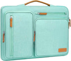 MOSISO 360 Protective Laptop Case 15 inch, 15 inch Laptop Sleeve Compatible with MacBook Air M4 M3 M2 2025 2024 2023, Dell XPS Plus, Side Open Carrying Case with 4 Zipper Pockets&Handle, Aqua Green