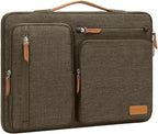 MOSISO 360 Protective Laptop Case 15 inch, 15 inch Laptop Sleeve Compatible with MacBook Air M4 M3 M2 2025 2024 2023, Dell XPS Plus, Side Open Carrying Case with 4 Zipper Pockets&Handle, Carob Brown