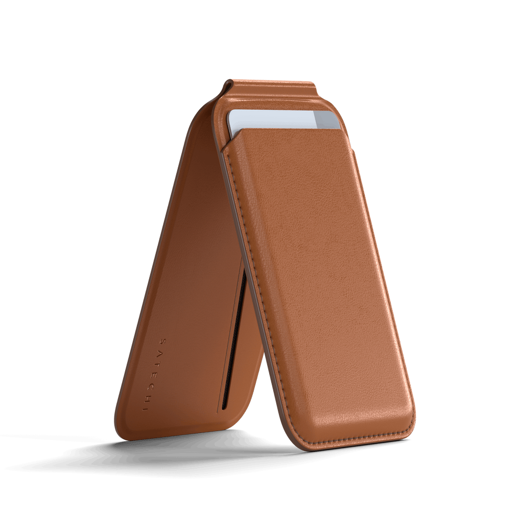 Vegan-Leather Magnetic Wallet Stand